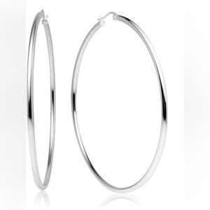 Elegant Silver Tone Large Hoop Earrings 🌿🆕🌿